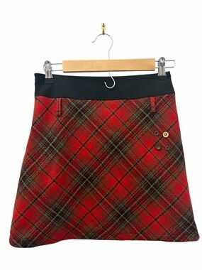 Sunset Park Holiday Twee Red Plaid A-Line Mini Skirt Size M Preppy Academia